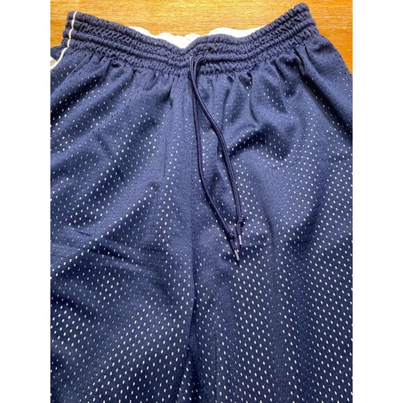 Adidas Navy Blue Mesh Basketball Shorts With Drawstring Waist & Stripes - Picture 3 of 4